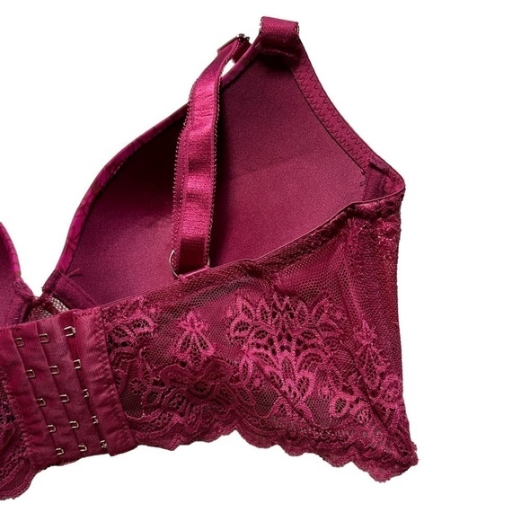 Rachel Roy Magenta Floral Print 5 Hook Push Up Bra 38D - Picture 5 of 7